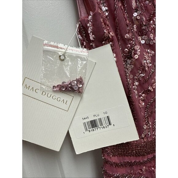 Mac Duggal Size 10 Pink 5445 Cap Sleeve Sequins Beaded Formal Prom Gown Dress - Picture 10 of 12